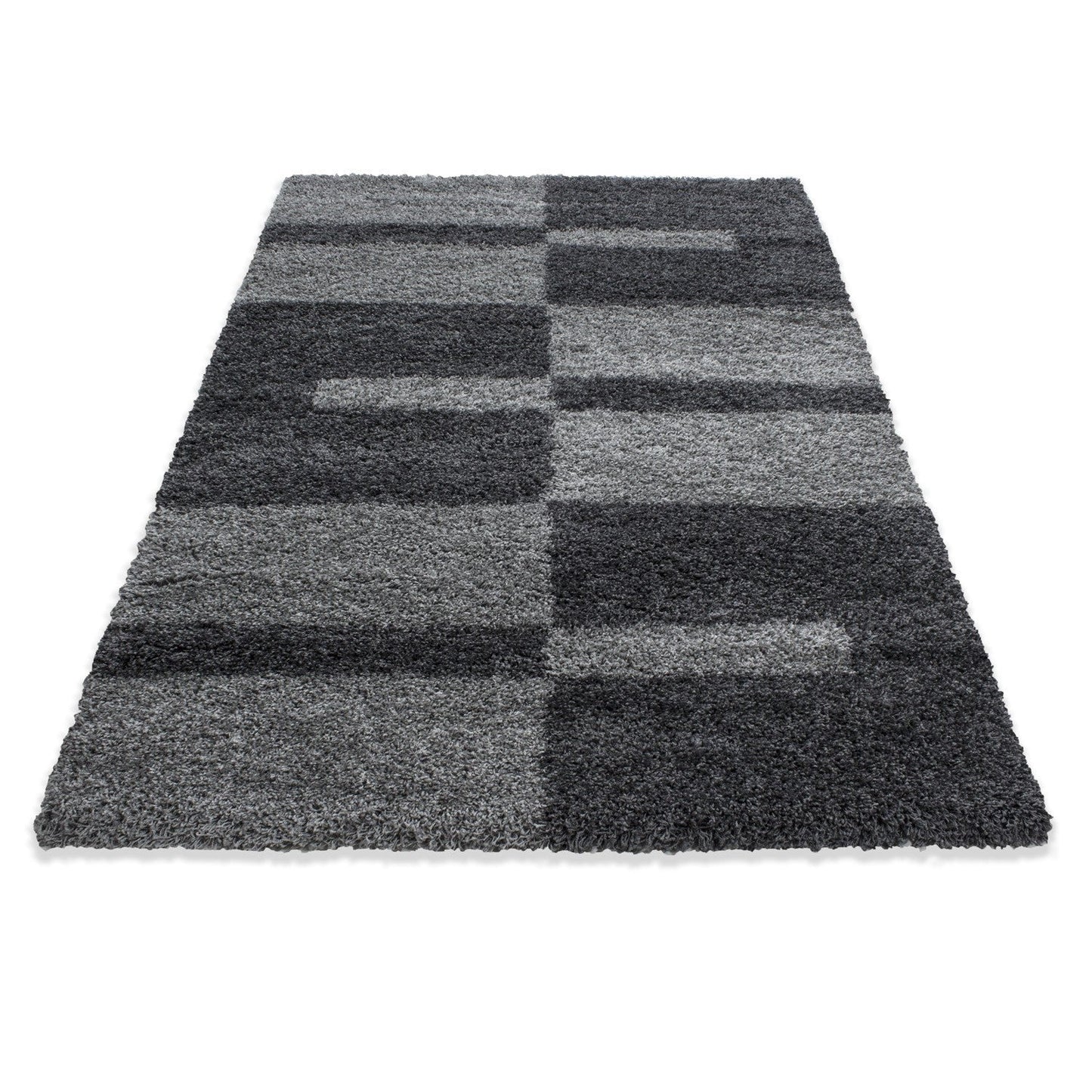 Hochflor Langflor Wohnzimmer GALA Shaggy Teppich Florhöhe 3cm Grau-Hellgrau