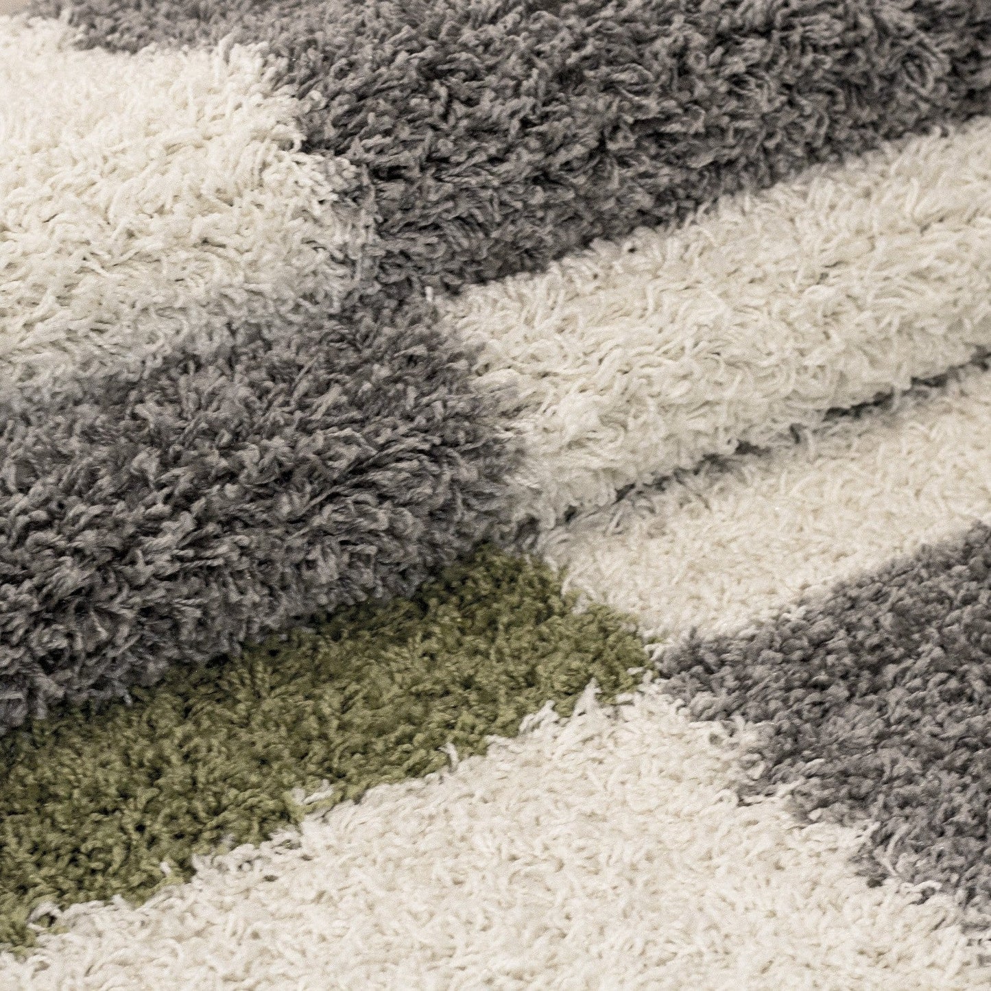 Hochflor Langflor Wohnzimmer Shaggy Teppich Florhöhe 3cm Grau-Weiss-Grün