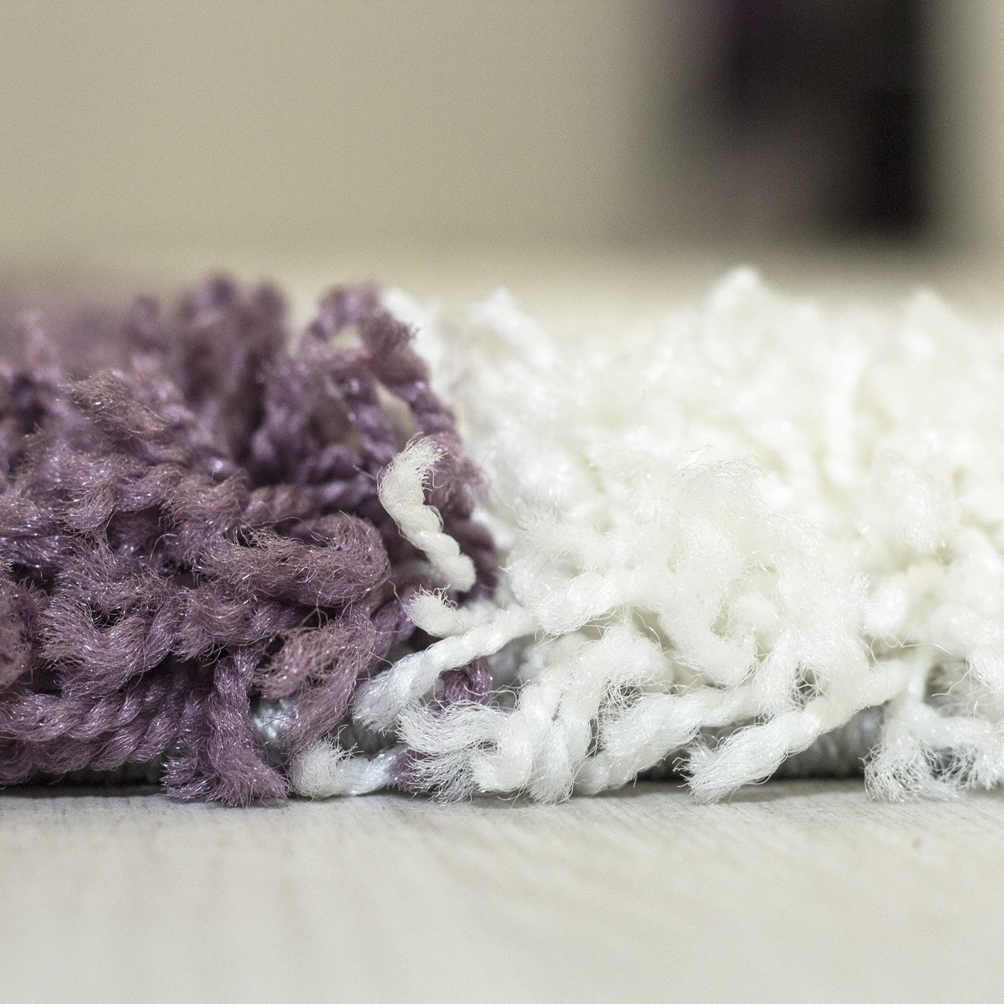 Hochflor Langflor Wohnzimmer Shaggy Teppich Florhöhe 3cm Grau-Weiss-Lila