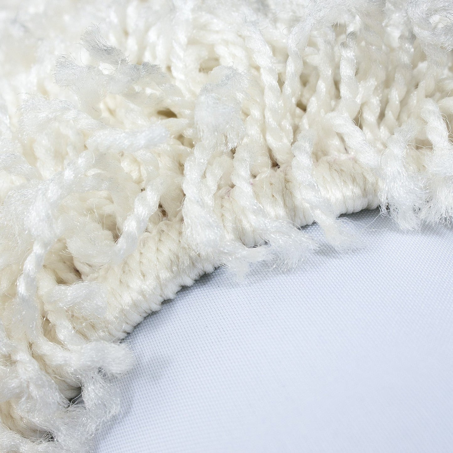 Hochflor Langflor Wohnzimmer Shaggy Teppich Unifarbe Florhöhe 5cm Creme