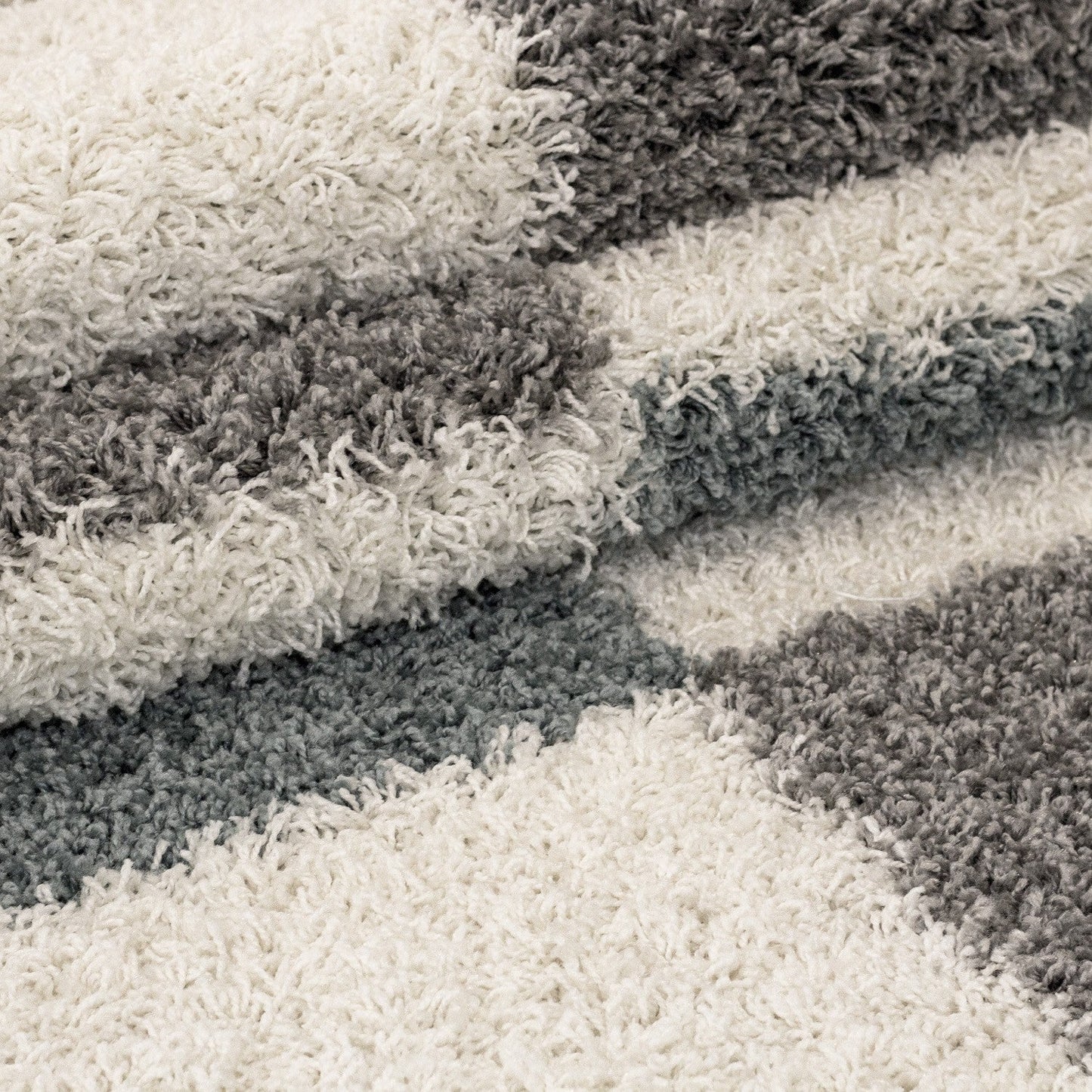 Hochflor Langflor Wohnzimmer Shaggy Teppich Florhöhe 3cm Grau-Weiss-Türkis