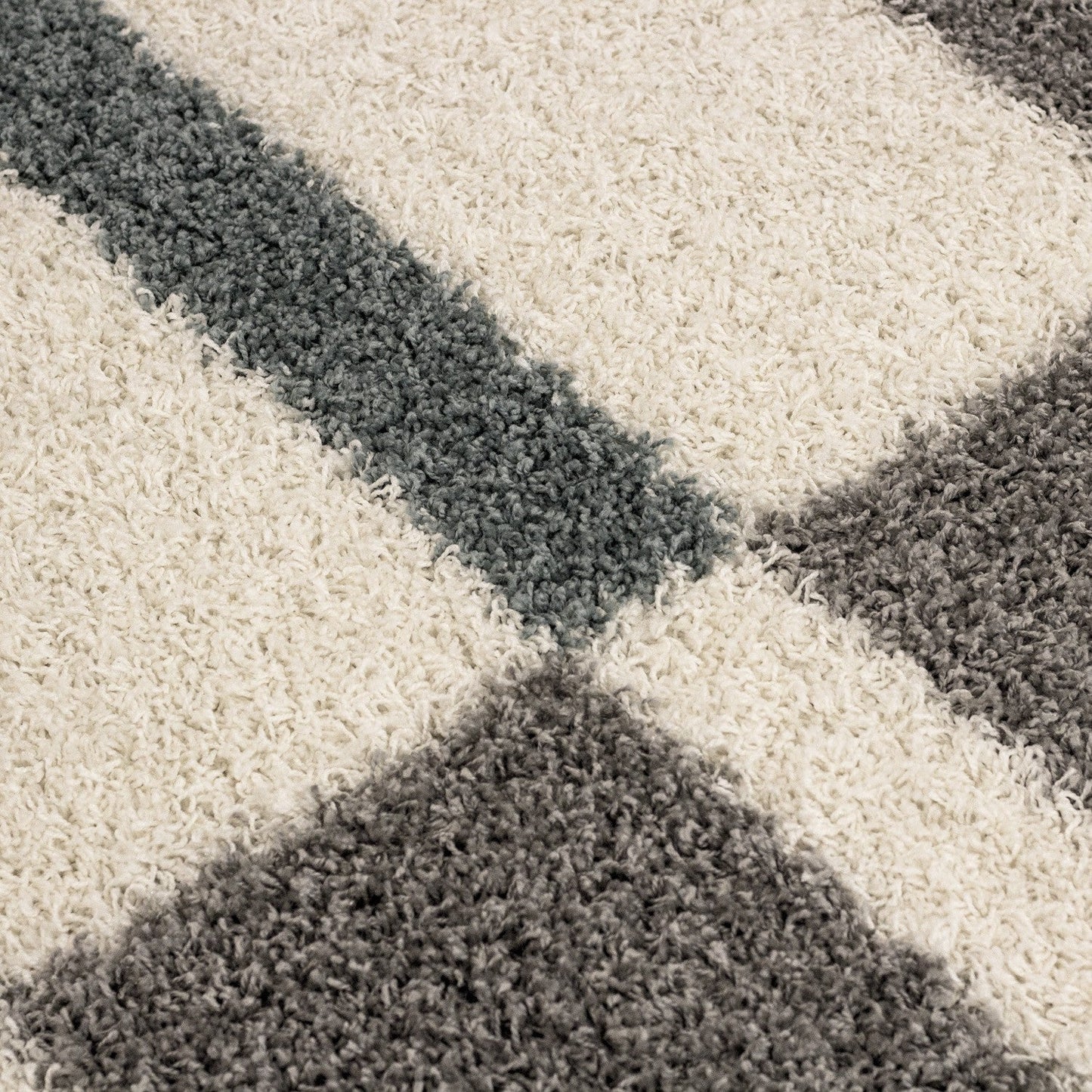 Hochflor Langflor Wohnzimmer Shaggy Teppich Florhöhe 3cm Grau-Weiss-Türkis
