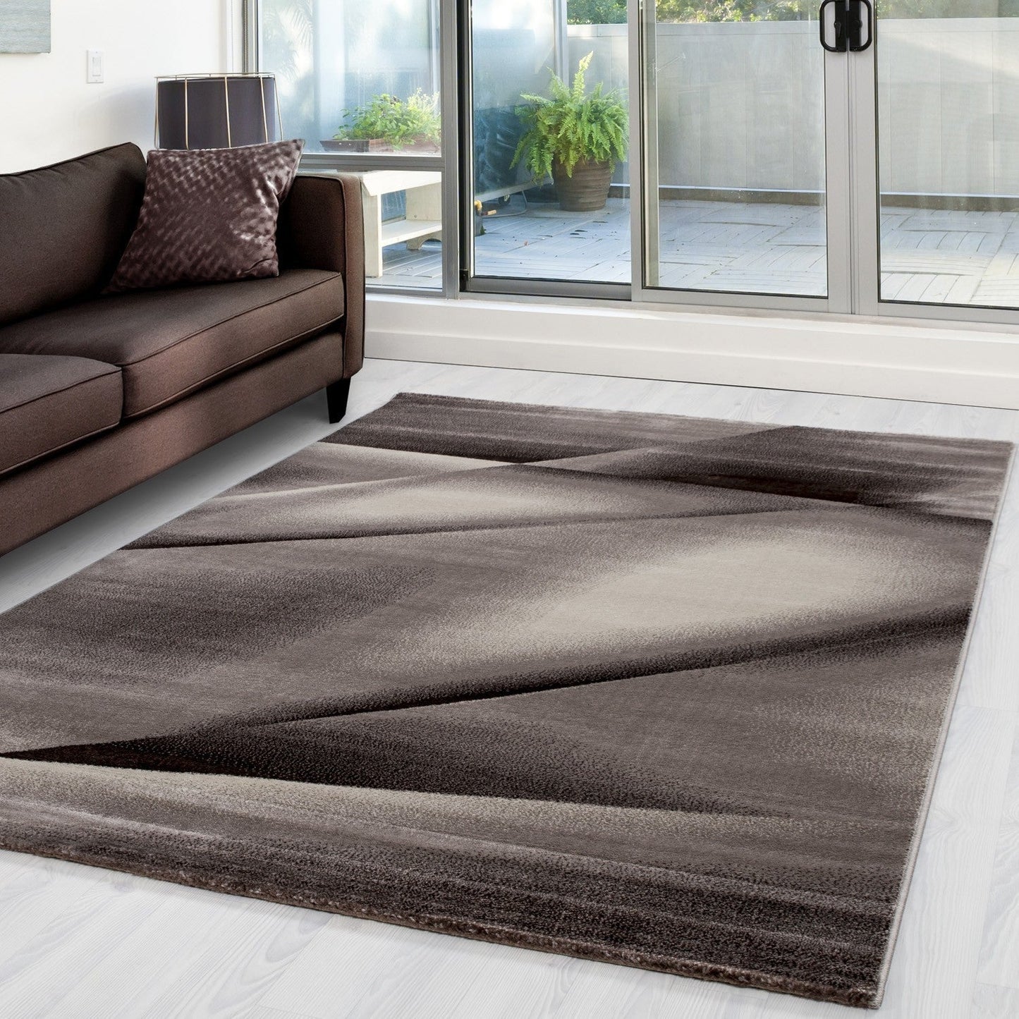 Moderner Designer Wohnzimmer Teppich Miami 6590 Braun