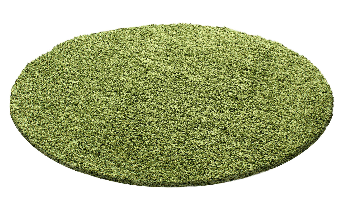 Hochflor Langflor Wohnzimmer DREAM Shaggy Teppich Unifarbe Florhöhe 5cm Grün