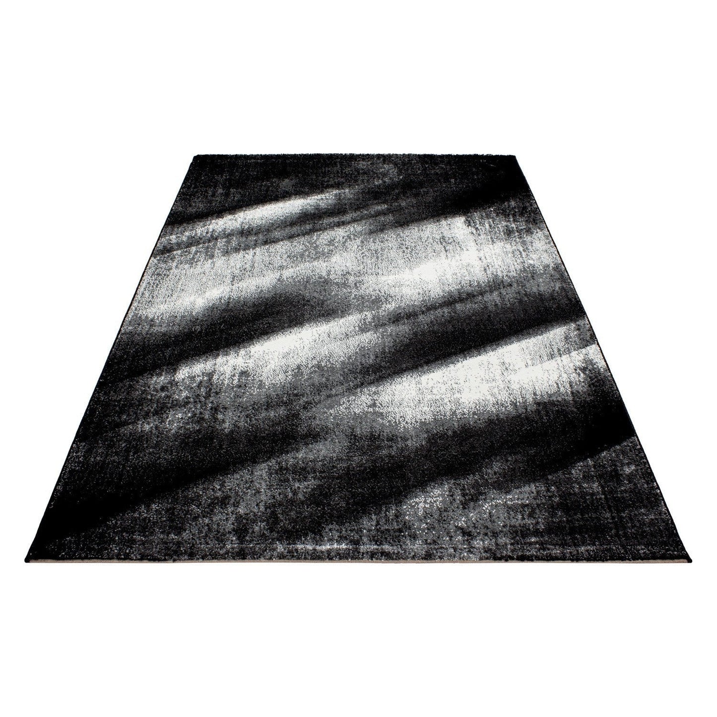 Teppich Modern Designer Abstract Wellen Muster Meliert Schwarz Grau Weiß