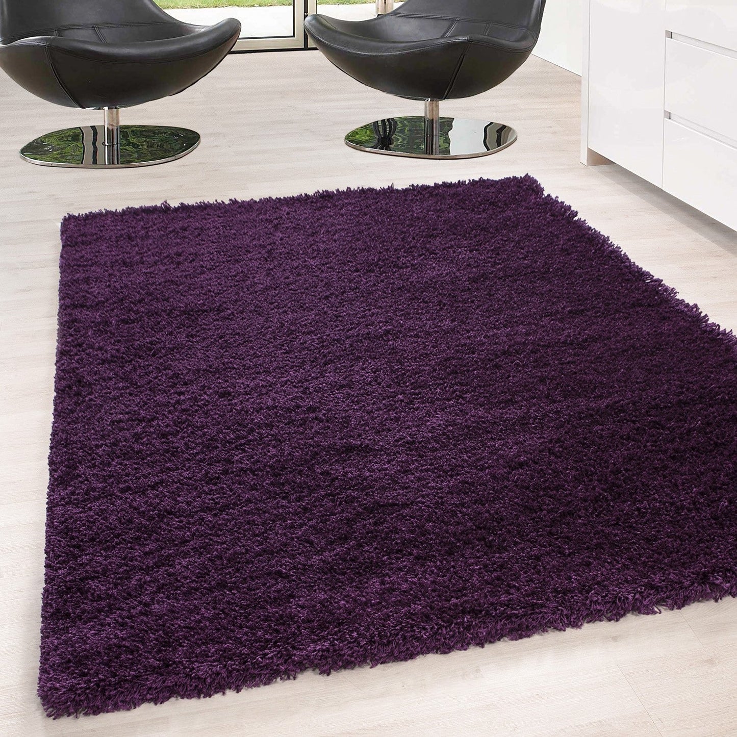 Hochflor Langflor Wohnzimmer DREAM Shaggy Teppich Unifarbe Florhöhe 5cm Lila