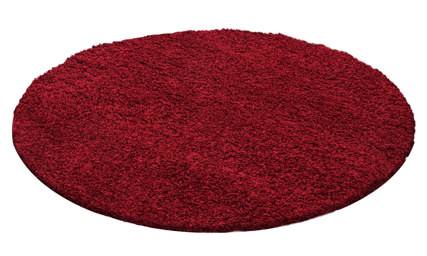 Hochflor Langflor Wohnzimmer DREAM Shaggy Teppich Unifarbe Florhöhe 5cm Rot