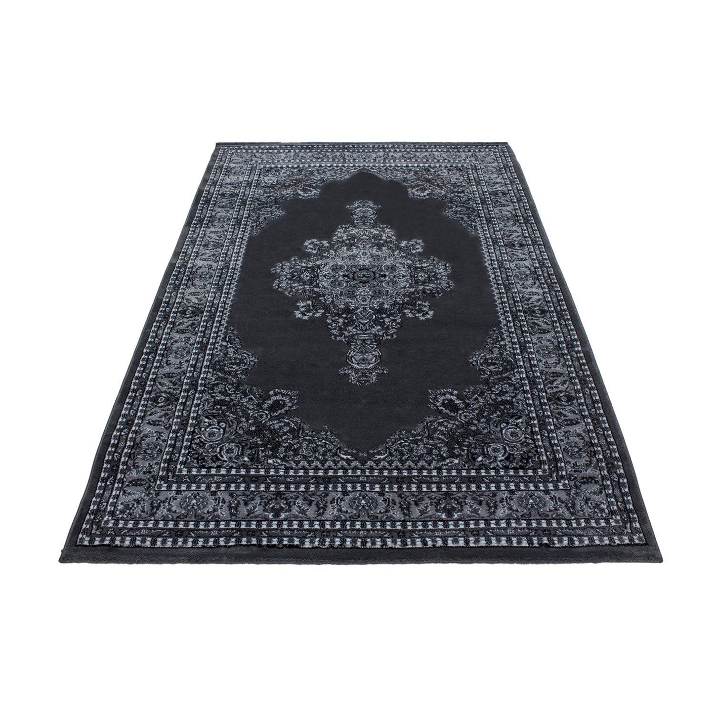 Orientteppich Klassischer Orientalisch Traditional Webteppich Grau Schwarz Weiss