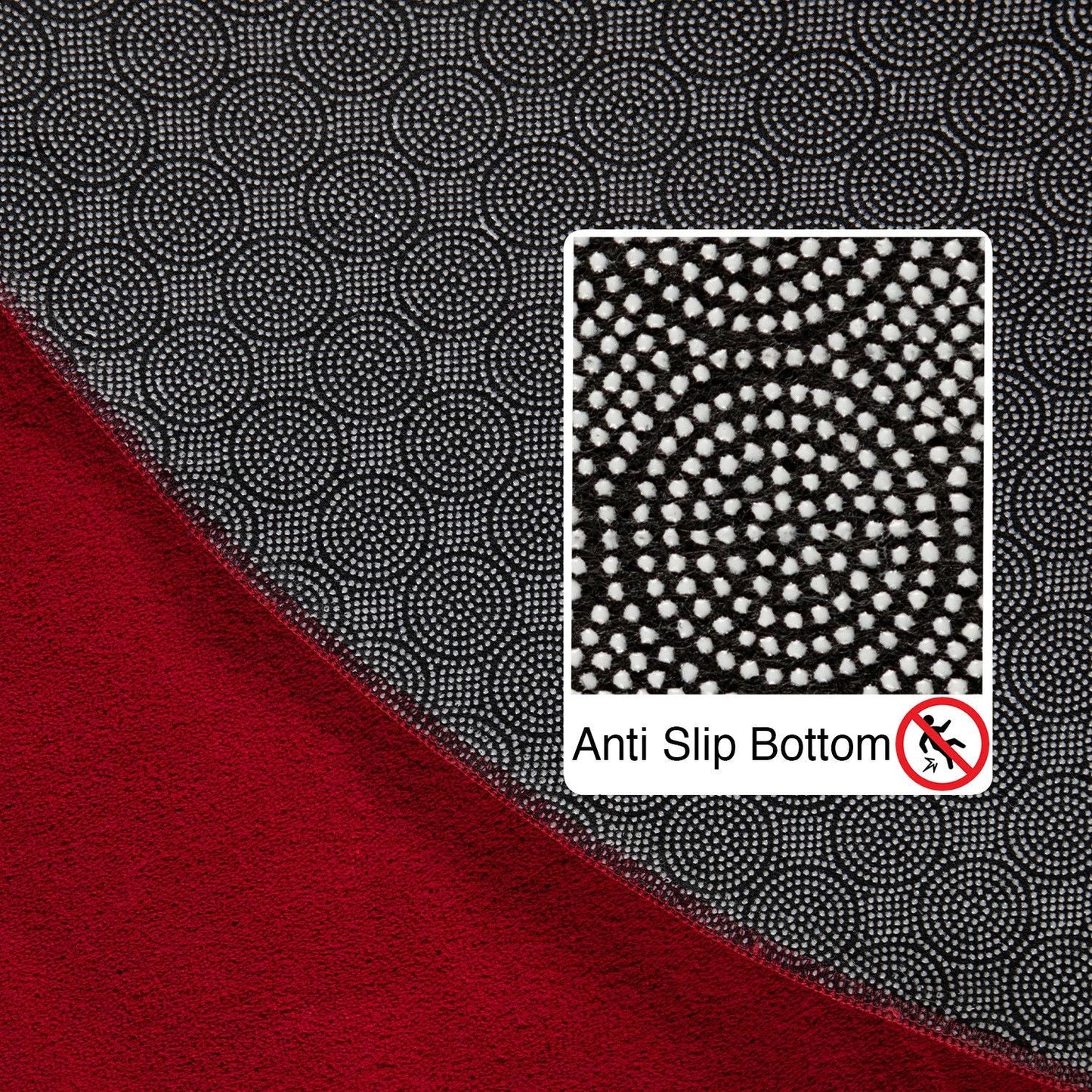 Kurzflorteppiche, Unicolor - Einfarbig, Farbe Rot, Teppich für Wohnzimmer, Rücken aus Anti-rutsch