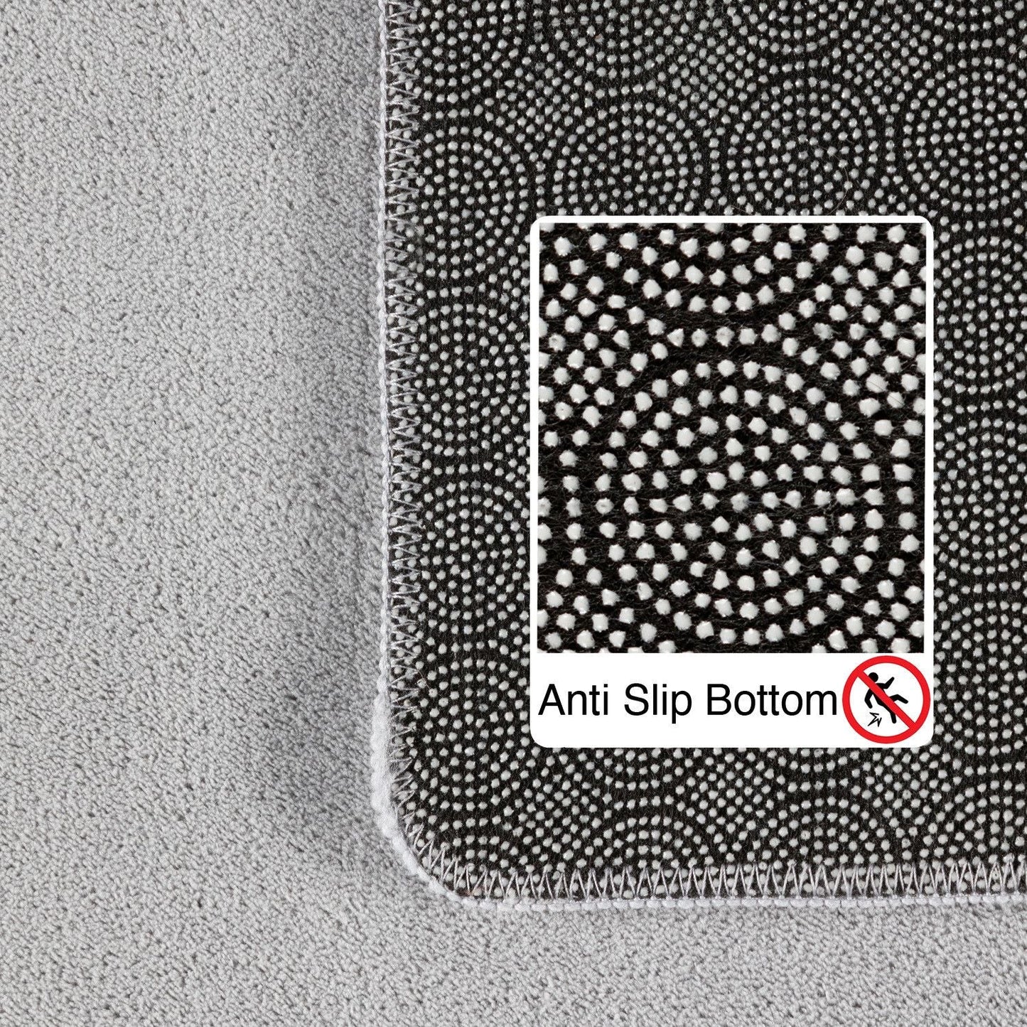 Kurzflorteppiche, Unicolor - Einfarbig, Farbe Silber, Teppich für Wohnzimmer, Rücken aus Anti-rutsch