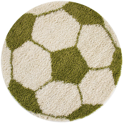 Kinderteppiche, Fußball-Design, Farbe Grün, Teppich für Kinderzimmer, Rücken aus Jute