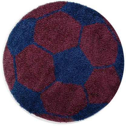Kinderteppiche, Fußball-Design, Farbe Marineblau, Teppich für Kinderzimmer, Rücken aus Jute