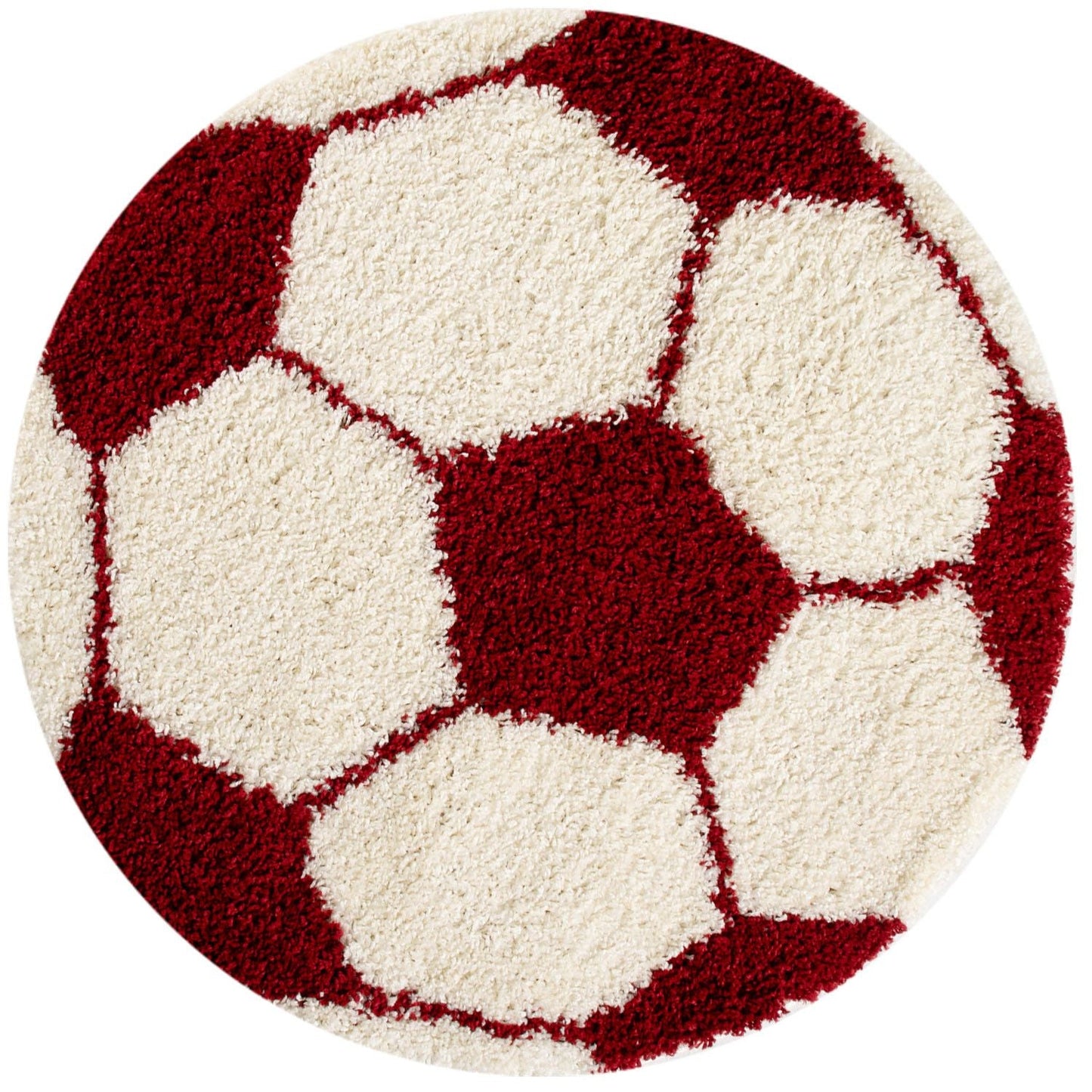 Kinderteppiche, Fußball-Design, Farbe Rot, Teppich für Kinderzimmer, Rücken aus Jute