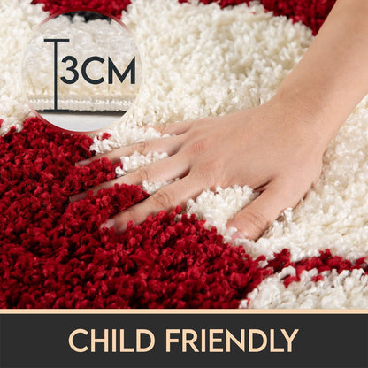 Kinderteppiche, Fußball-Design, Farbe Rot, Teppich für Kinderzimmer, Rücken aus Jute