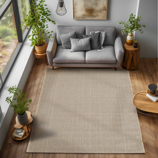 Indoor Teppich, Unicolor- Einfarbig, Farbe Beige, Teppich für Wohnzimmer, Rücken aus Polypropylen