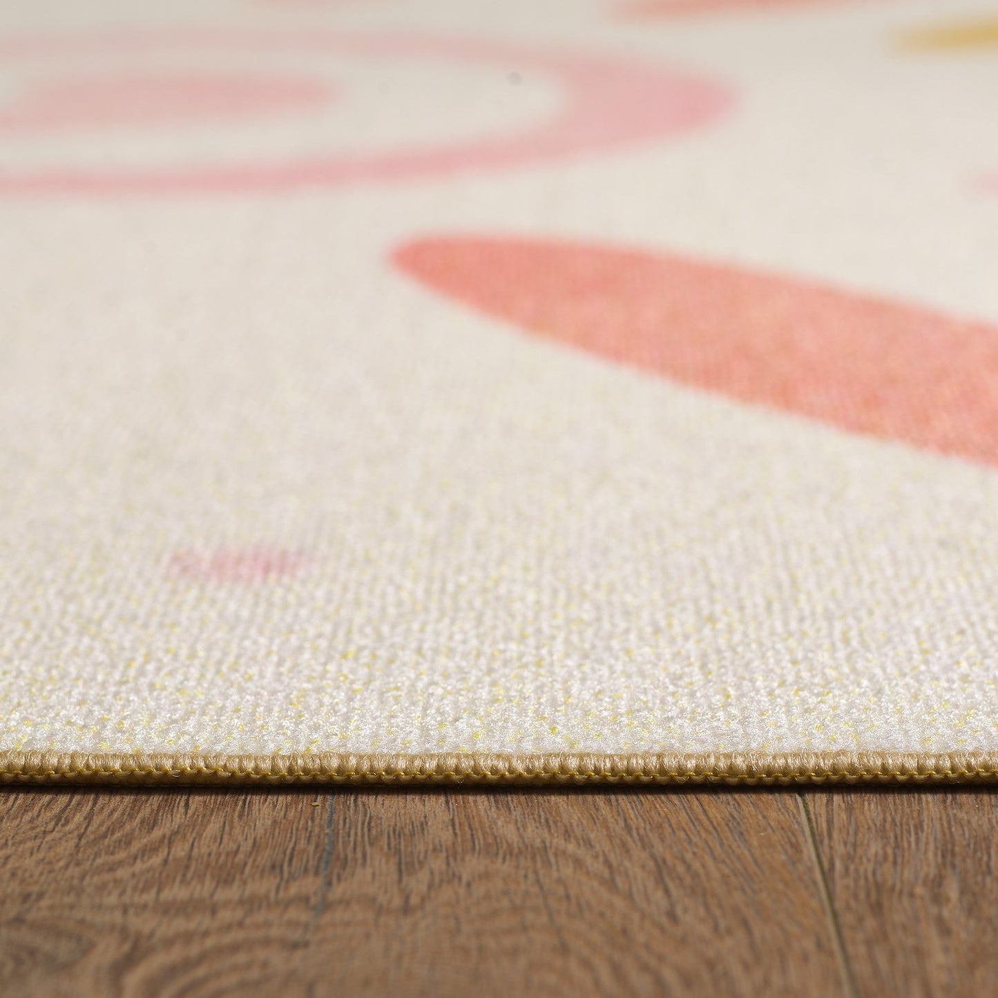 Kinderteppiche, Floral-Sonne, Farbe Creme, Teppich für Kinderzimmer, Rücken aus Latex