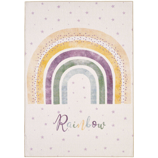 Kinderteppiche, Regenbogen, Farbe Creme, Teppich für Kinderzimmer, Rücken aus Latex