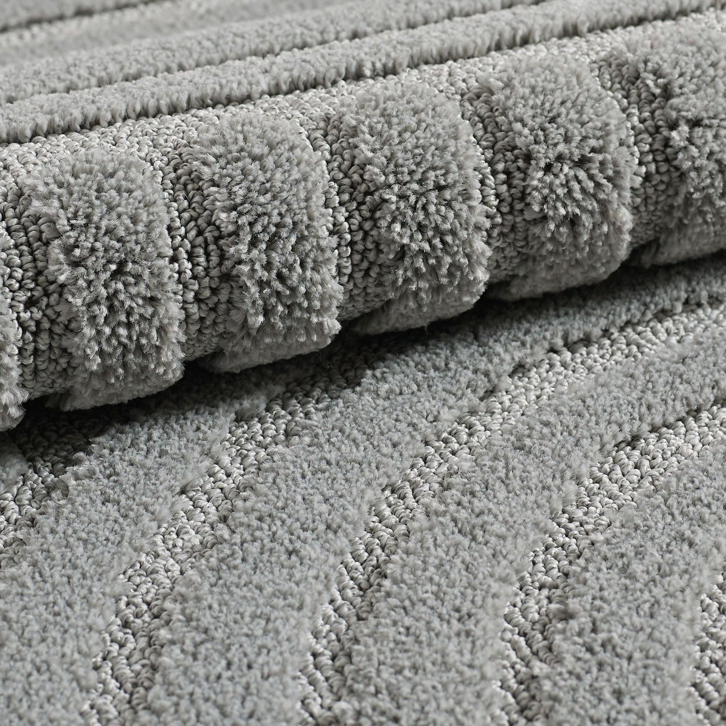 Hochflorteppiche, Skandinavischer Boho, Farbe Silber, Teppich für Wohnzimmer, Rücken aus Jute