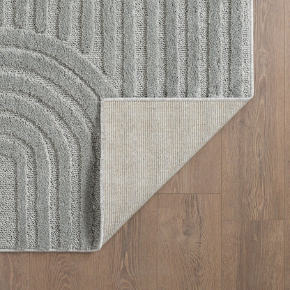 Hochflorteppiche, Skandinavischer Boho, Farbe Silber, Teppich für Wohnzimmer, Rücken aus Jute