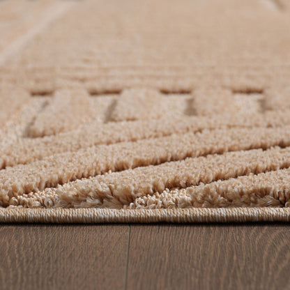 Hochflorteppiche, Skandinavischer Boho, Farbe Rosa, Teppich für Wohnzimmer, Rücken aus Jute