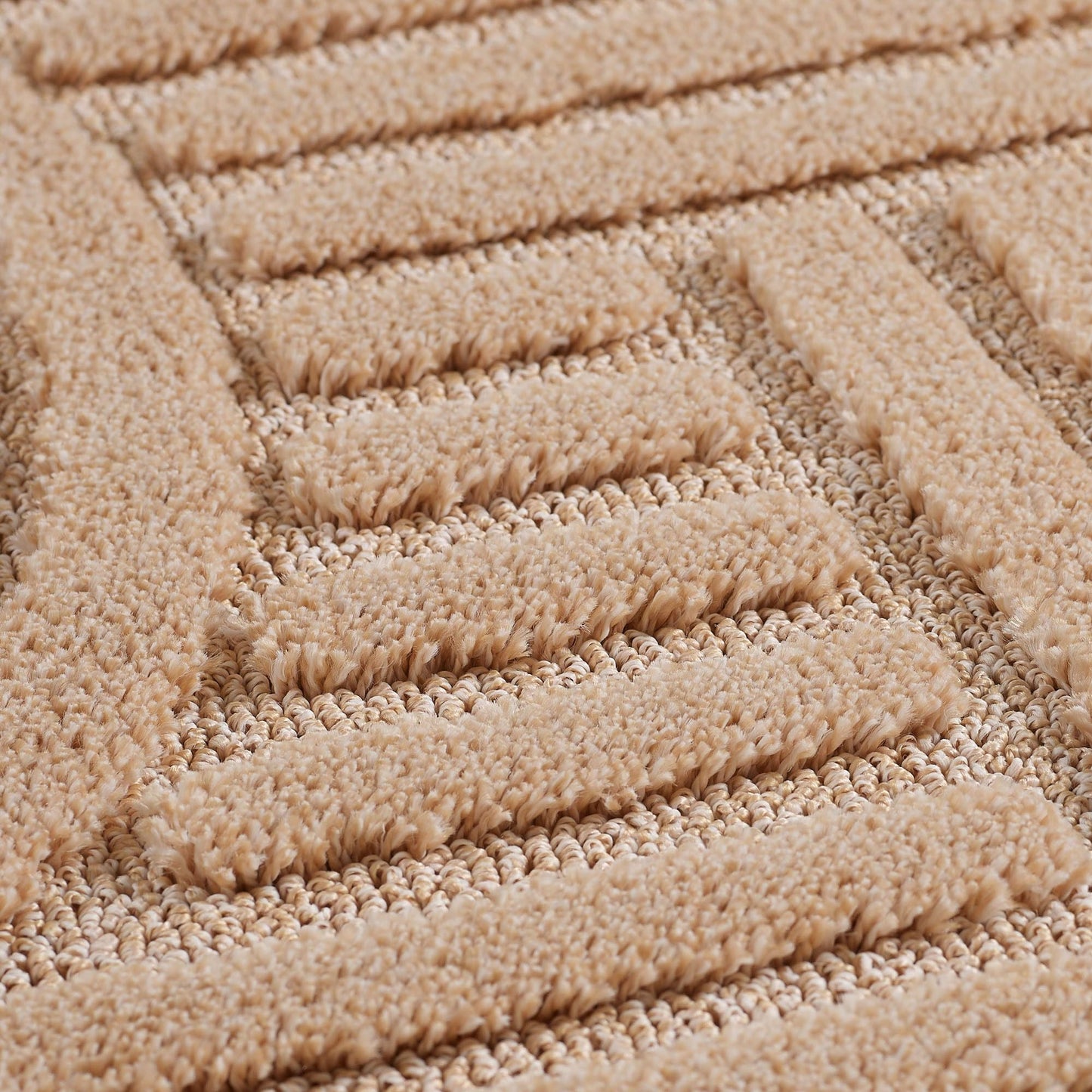 Hochflorteppiche, Skandinavischer Boho, Farbe Rosa, Teppich für Wohnzimmer, Rücken aus Jute