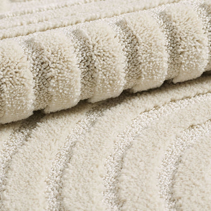 Hochflorteppiche, Skandinavischer Boho, Farbe Creme, Teppich für Wohnzimmer, Rücken aus Jute