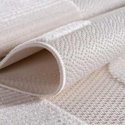 Kurzflor Teppich,3D Design,Farbe Creme,Teppich für Wohnzimmer,Rücken aus fibrilliertes Garn