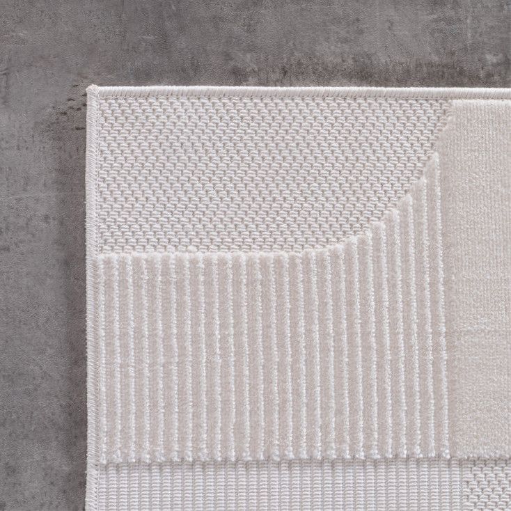 Kurzflor Teppich,3D Design,Farbe Creme,Teppich für Wohnzimmer,Rücken aus fibrilliertes Garn