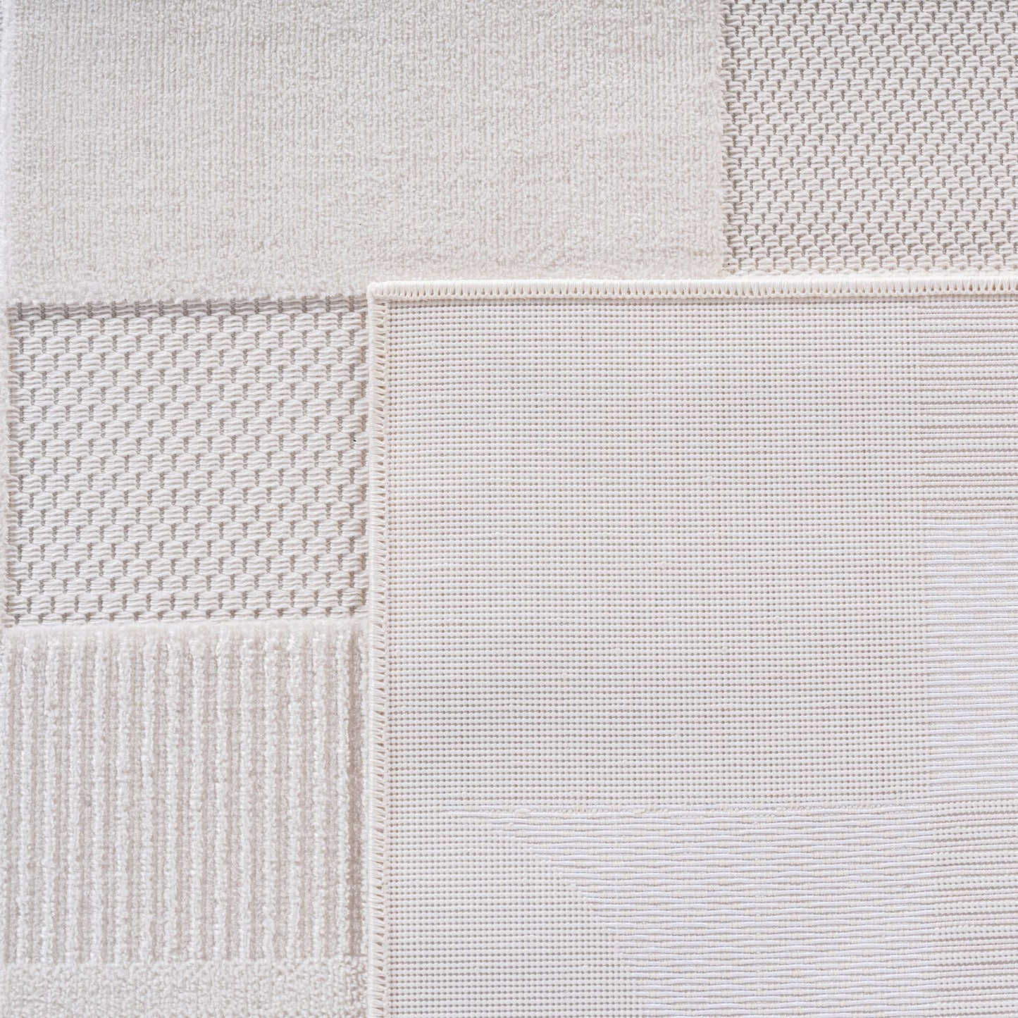 Kurzflor Teppich,3D Design,Farbe Creme,Teppich für Wohnzimmer,Rücken aus fibrilliertes Garn