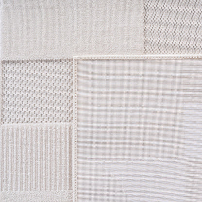 Kurzflor Teppich,3D Design,Farbe Creme,Teppich für Wohnzimmer,Rücken aus fibrilliertes Garn