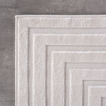 Kurzflor Teppich,3D Design,Farbe Creme,Teppich für Wohnzimmer,Rücken aus fibrilliertes Garn