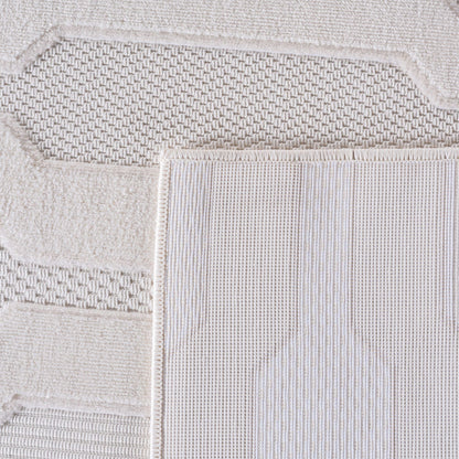 Kurzflor Teppich,3D Design,Farbe Creme,Teppich für Wohnzimmer,Rücken aus fibrilliertes Garn