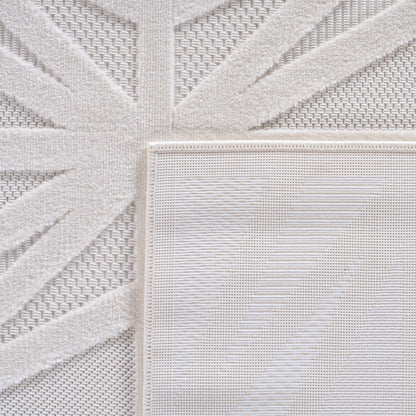 Kurzflor Teppich,3D Design,Farbe Creme,Teppich für Wohnzimmer,Rücken aus fibrilliertes Garn