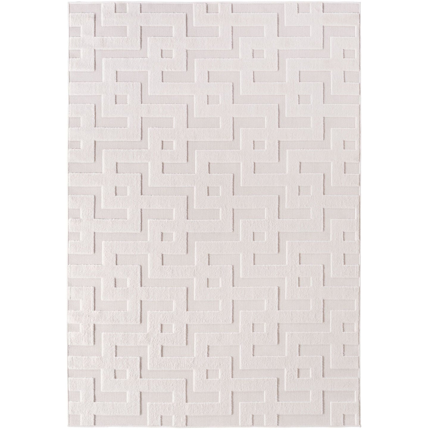 Kurzflor Teppich,3D Design,Farbe Creme,Teppich für Wohnzimmer,Rücken aus fibrilliertes Garn