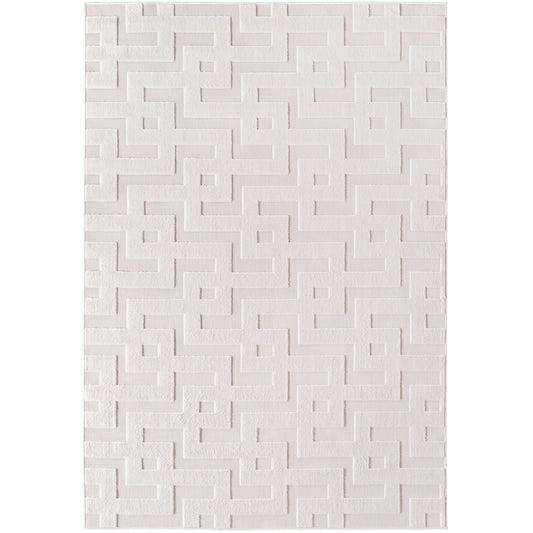 Kurzflor Teppich,3D Design,Farbe Creme,Teppich für Wohnzimmer,Rücken aus fibrilliertes Garn