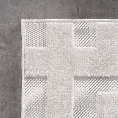 Kurzflor Teppich,3D Design,Farbe Creme,Teppich für Wohnzimmer,Rücken aus fibrilliertes Garn