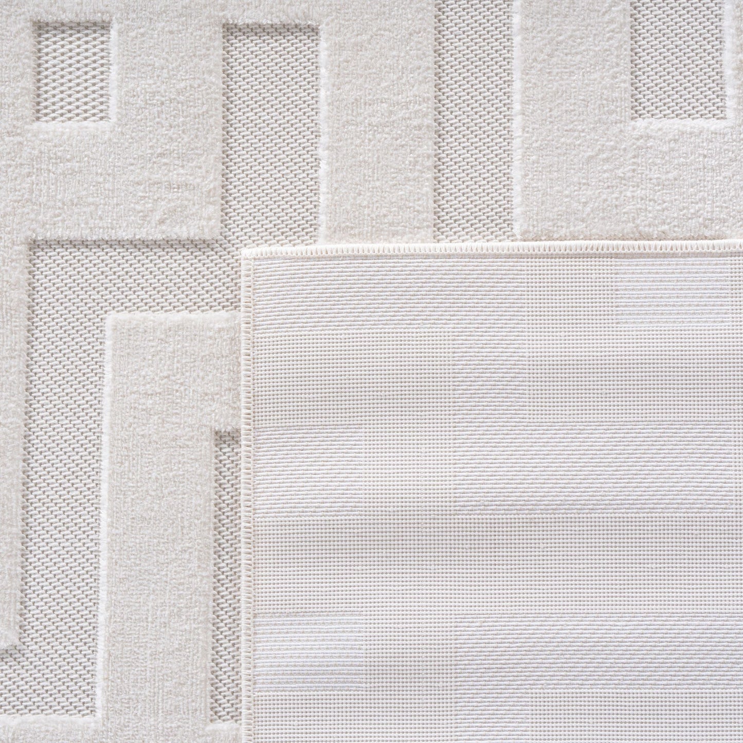 Kurzflor Teppich,3D Design,Farbe Creme,Teppich für Wohnzimmer,Rücken aus fibrilliertes Garn