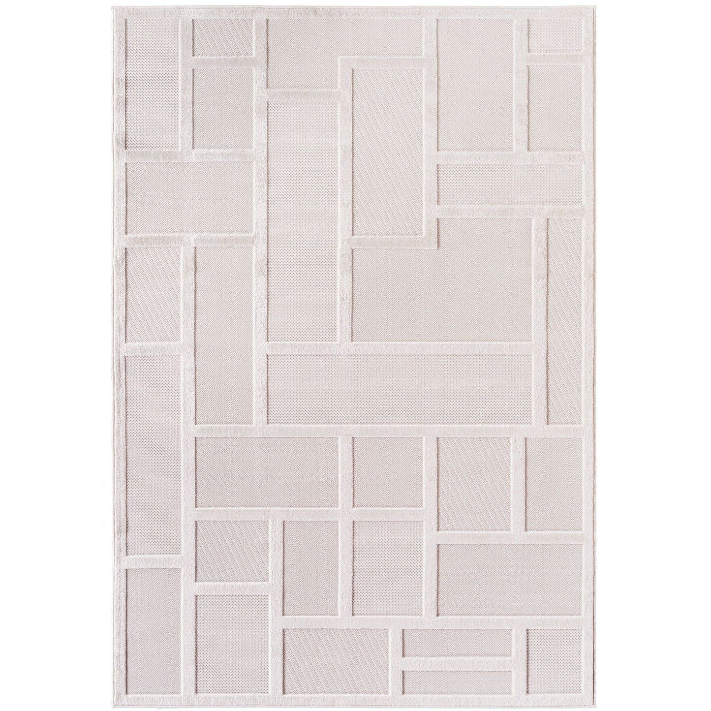 Kurzflor Teppich,3D Design,Farbe Creme,Teppich für Wohnzimmer,Rücken aus fibrilliertes Garn