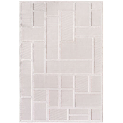 Kurzflor Teppich,3D Design,Farbe Creme,Teppich für Wohnzimmer,Rücken aus fibrilliertes Garn