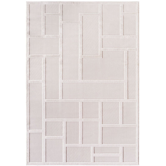 Kurzflor Teppich,3D Design,Farbe Creme,Teppich für Wohnzimmer,Rücken aus fibrilliertes Garn