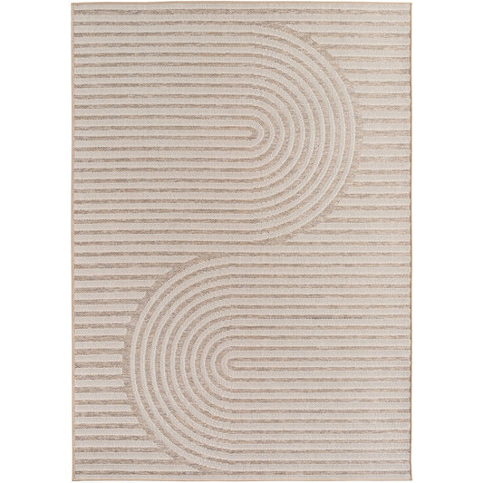 Outdoorteppiche Beige 8x25 cm Läufer, Wetterfest & UV-beständig, ideal für Küche, Balkon, Terrasse auch Wohnzimmer und Esszimmer, Skandinavisches Boho-Design, Leicht zu Reinigen