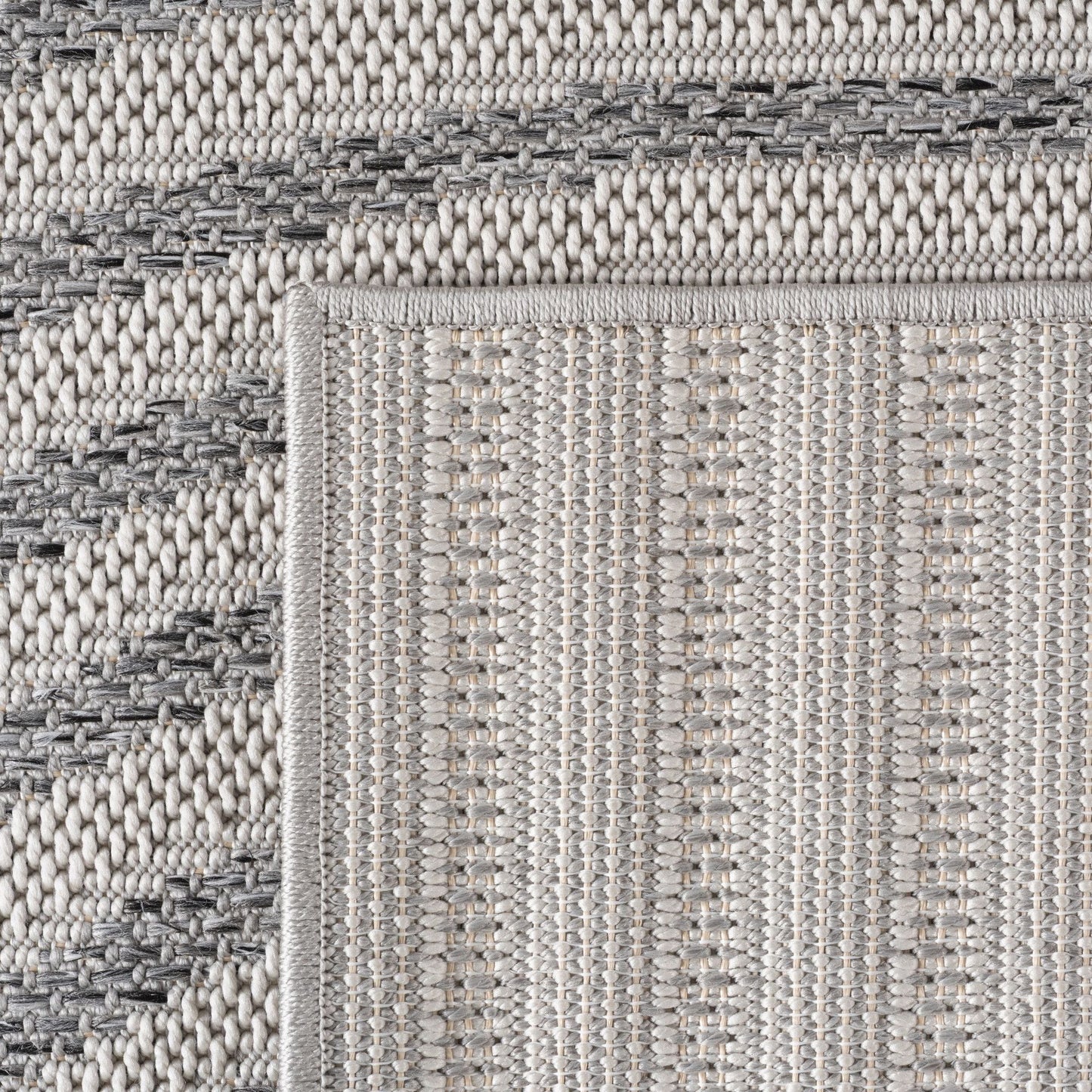 Outdoorteppiche Grau 8x25 cm Läufer, Wetterfest & UV-beständig, ideal für Küche, Balkon, Terrasse auch Wohnzimmer und Esszimmer, Skandinavisches Boho-Design, Leicht zu Reinigen