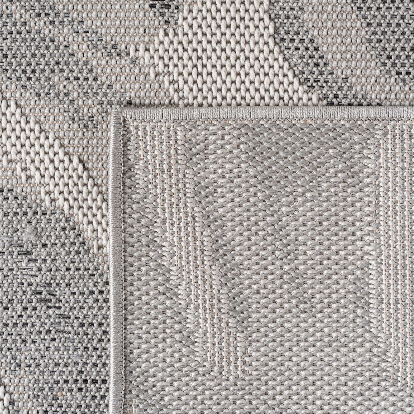 Outdoorteppiche Grau 8x25 cm Läufer, Wetterfest & UV-beständig, ideal für Küche, Balkon, Terrasse auch Wohnzimmer und Esszimmer, Palmblätter-Design, Leicht zu Reinigen