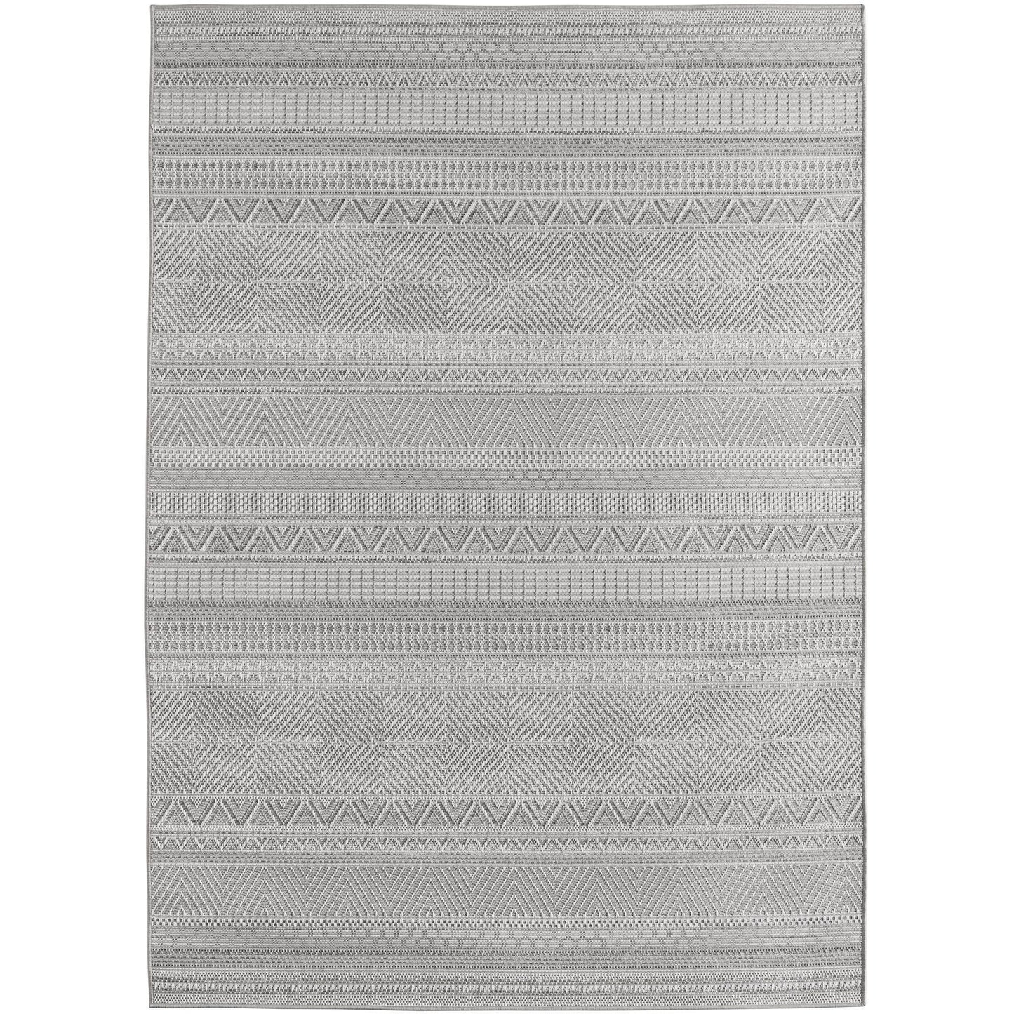 Outdoorteppiche Grau 8x25 cm Läufer, Wetterfest & UV-beständig, ideal für Küche, Balkon, Terrasse auch Wohnzimmer und Esszimmer, Skandinavisches Boho-Design, Leicht zu Reinigen