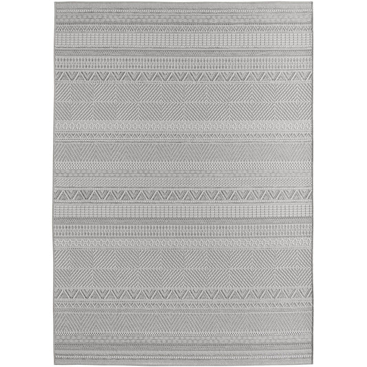 Outdoorteppiche Grau 8x25 cm Läufer, Wetterfest & UV-beständig, ideal für Küche, Balkon, Terrasse auch Wohnzimmer und Esszimmer, Skandinavisches Boho-Design, Leicht zu Reinigen