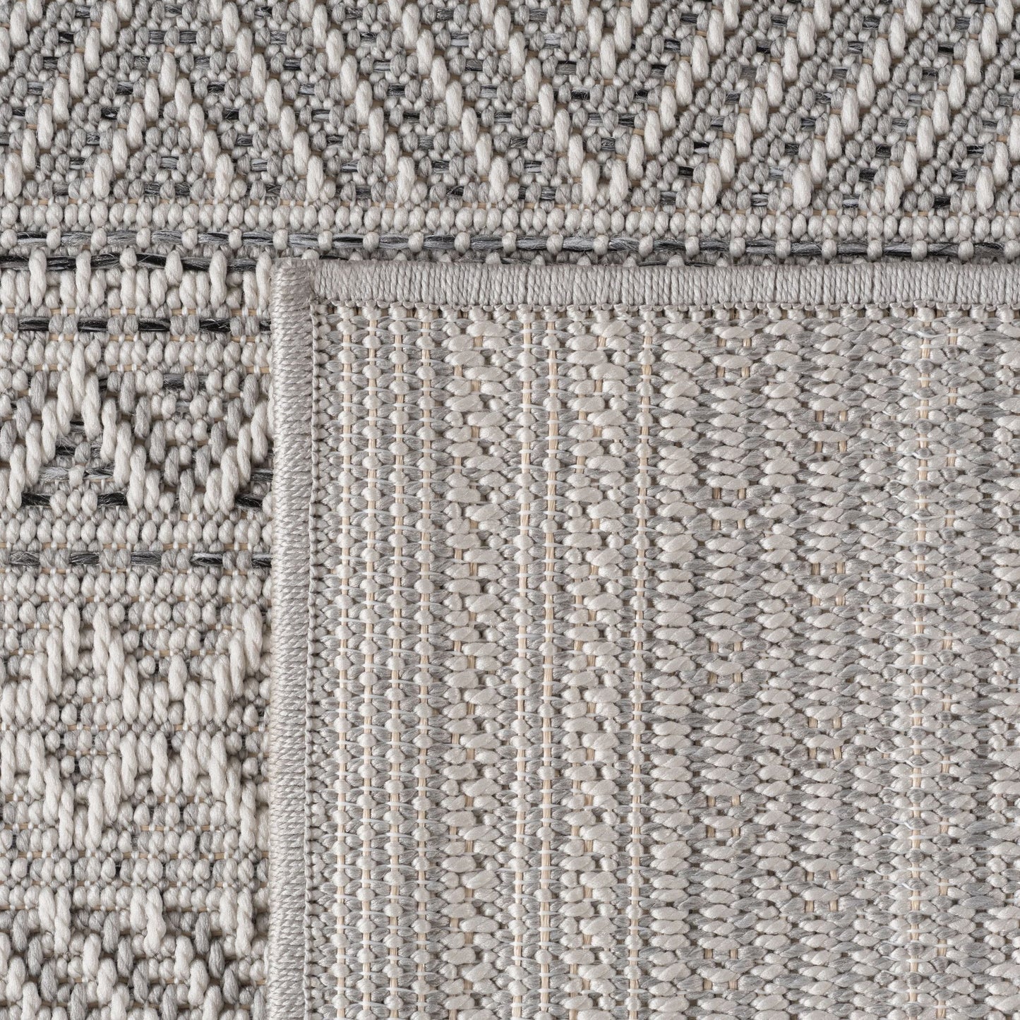 Outdoorteppiche Grau 8x25 cm Läufer, Wetterfest & UV-beständig, ideal für Küche, Balkon, Terrasse auch Wohnzimmer und Esszimmer, Skandinavisches Boho-Design, Leicht zu Reinigen