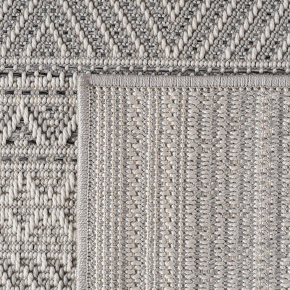 Outdoorteppiche Grau 8x25 cm Läufer, Wetterfest & UV-beständig, ideal für Küche, Balkon, Terrasse auch Wohnzimmer und Esszimmer, Skandinavisches Boho-Design, Leicht zu Reinigen