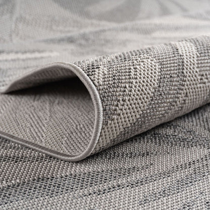 Outdoorteppiche Grau 8x25 cm Läufer, Wetterfest & UV-beständig, ideal für Küche, Balkon, Terrasse auch Wohnzimmer und Esszimmer, Skandinavisches Boho-Design, Leicht zu Reinigen