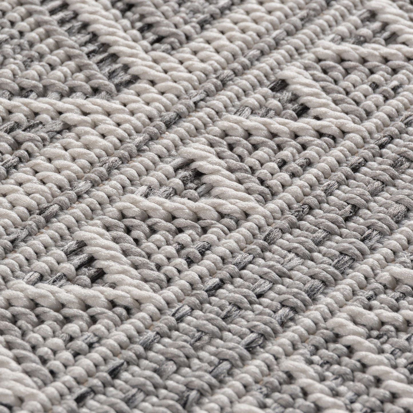 Outdoorteppiche Grau 8x25 cm Läufer, Wetterfest & UV-beständig, ideal für Küche, Balkon, Terrasse auch Wohnzimmer und Esszimmer, Skandinavisches Boho-Design, Leicht zu Reinigen