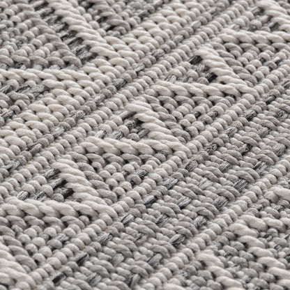 Outdoorteppiche Grau 8x25 cm Läufer, Wetterfest & UV-beständig, ideal für Küche, Balkon, Terrasse auch Wohnzimmer und Esszimmer, Skandinavisches Boho-Design, Leicht zu Reinigen